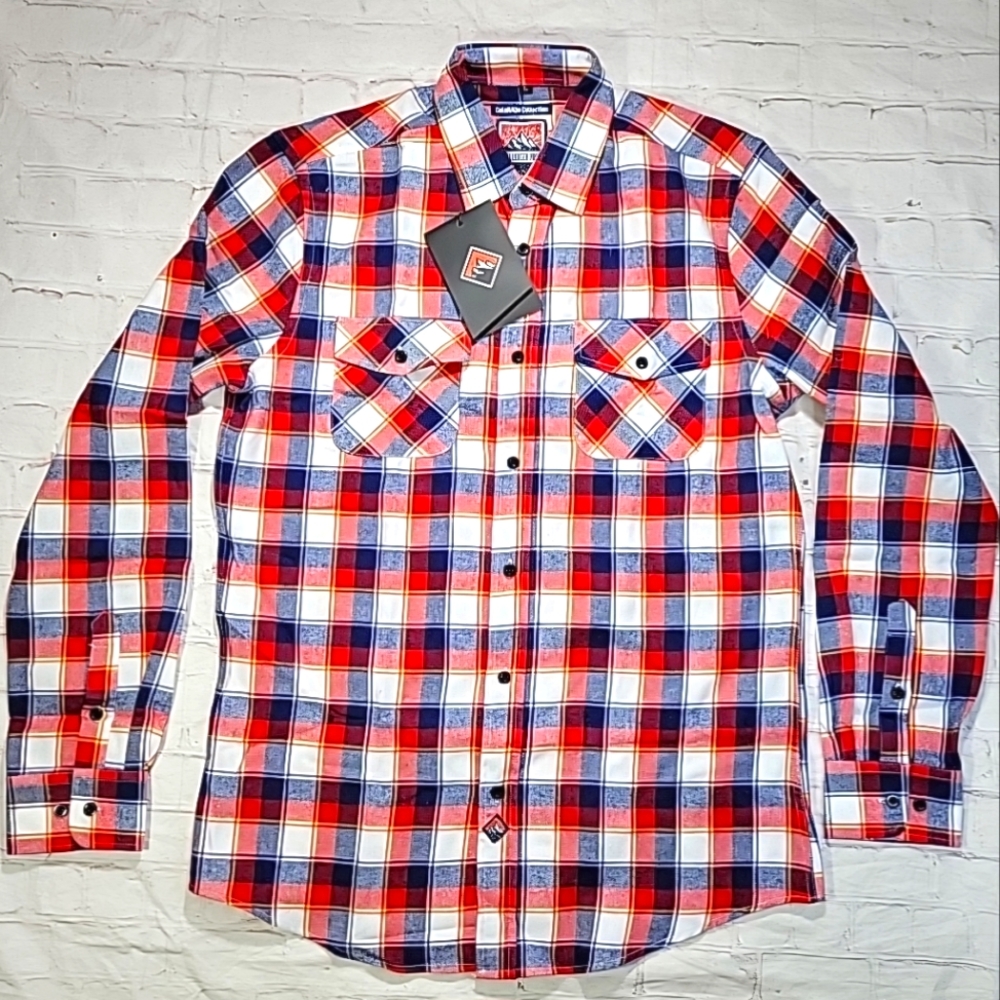 Nwt Challenger Point Colorado Men's Sz Large Urban Flannel Shirt Red White Blue
